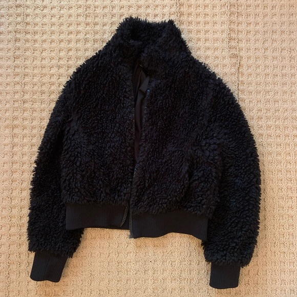zara black teddy jacket